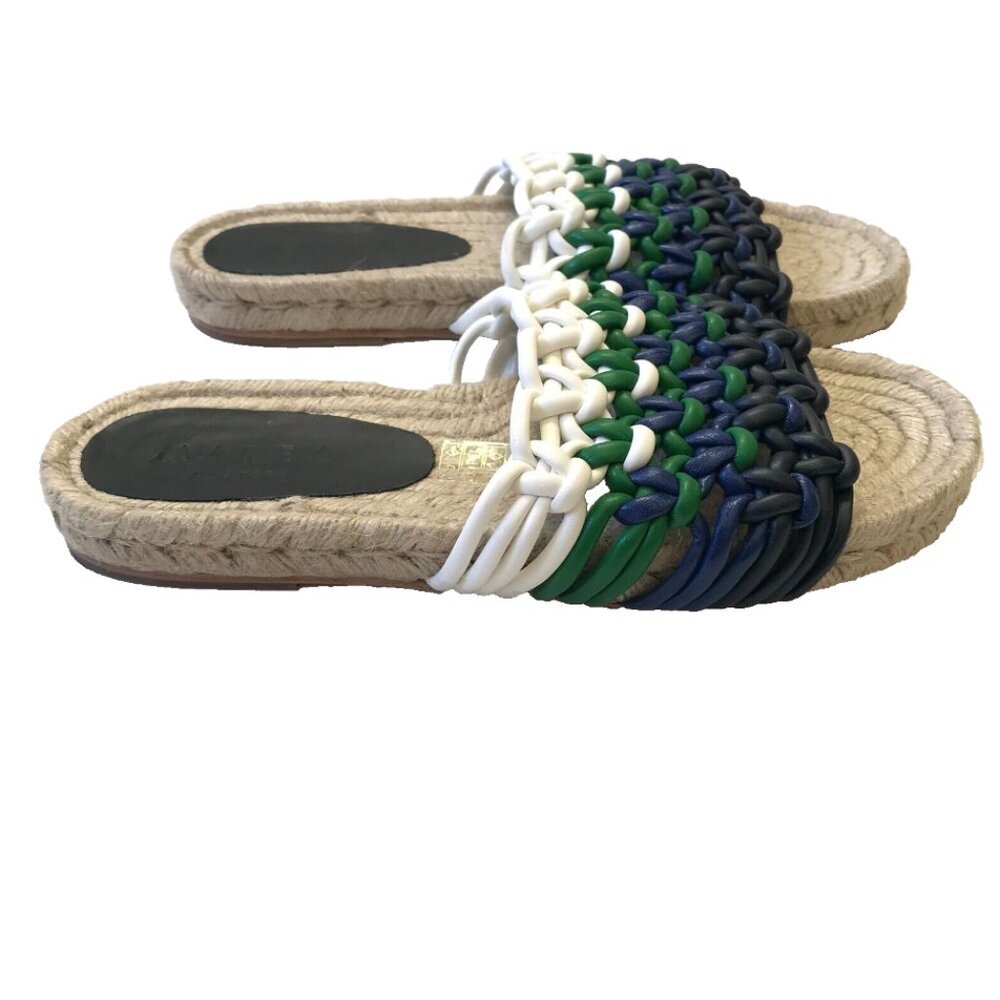 Anthropologie Marea Leather Braided Espadrille Sandals Slides Womens 39 9 Blue - Picture 3 of 11